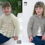 King Cole Pattern 3033 Girls Crochet DK Sweater & Cardigan