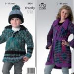 King Cole Pattern 3434 Coat, Sweater & Hat