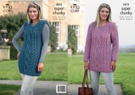 King Cole Pattern 3573 Super Chunky Ladies Sweaterdress & Slipover