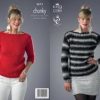 King Cole Pattern 3612 Galaxy Chunky Easy Knit Ladies Slash Neck Sweaters