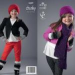 King Cole Pattern 3629 Galaxy Chunky Girl's Beret, Hat, Scarf, Wrist Warmers, Fingerless Mitts and Leg Warmers