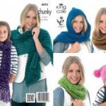 King Cole Pattern 4092 Chunky Snoods, Scarves, Shawl & Hat