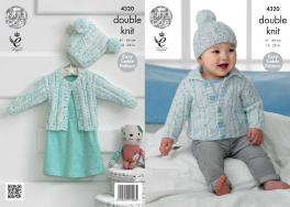 King Cole Pattern 4320 Smarty DK Cardigans & Hats Easy Cble Pattern
