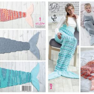 King Cole Pattern 4908 Crochet DK Mermaid Tail Blankets