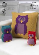 King Cole Pattern 9016 DK Owl Collection:  Toy, Doorstop & Cushion Cover