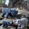 King Cole Pattern 9046 Crochet Amigurumi Mother, Baby Elephants & Rhinos