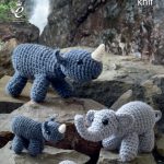 King Cole Pattern 9046 Crochet Amigurumi Mother, Baby Elephants & Rhinos