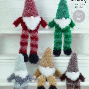 King Cole Pattern 9113 Gnomes Knitted in Tinsel Chunky
