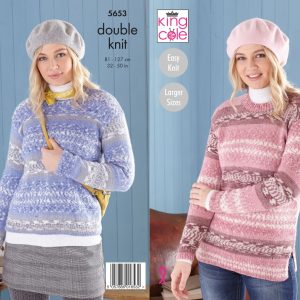 King Cole Pattern 5653 Fjord DK Ladies Sweater & Tunic Easy Knit, Larger Sizes