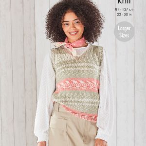 King Cole Pattern 5697 Fjord DK Round Neck And  V Neck Tank Tops Larger Sizes