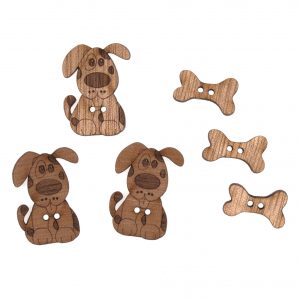 Trimits Novelty Wooden Buttons Dog & Bone Pack of 6