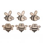 Craft Embellishments Natural Wooden Bees Pack of 6