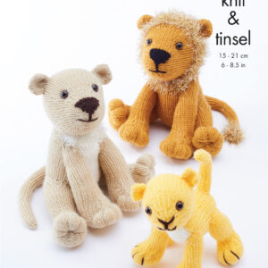 King Cole Pattern 9152 Lion Family Knitted in Tinsel DK