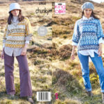 King Cole Pattern 5904 Ladies Round & V Neck Sweaters Knitted in Nordic Chunky