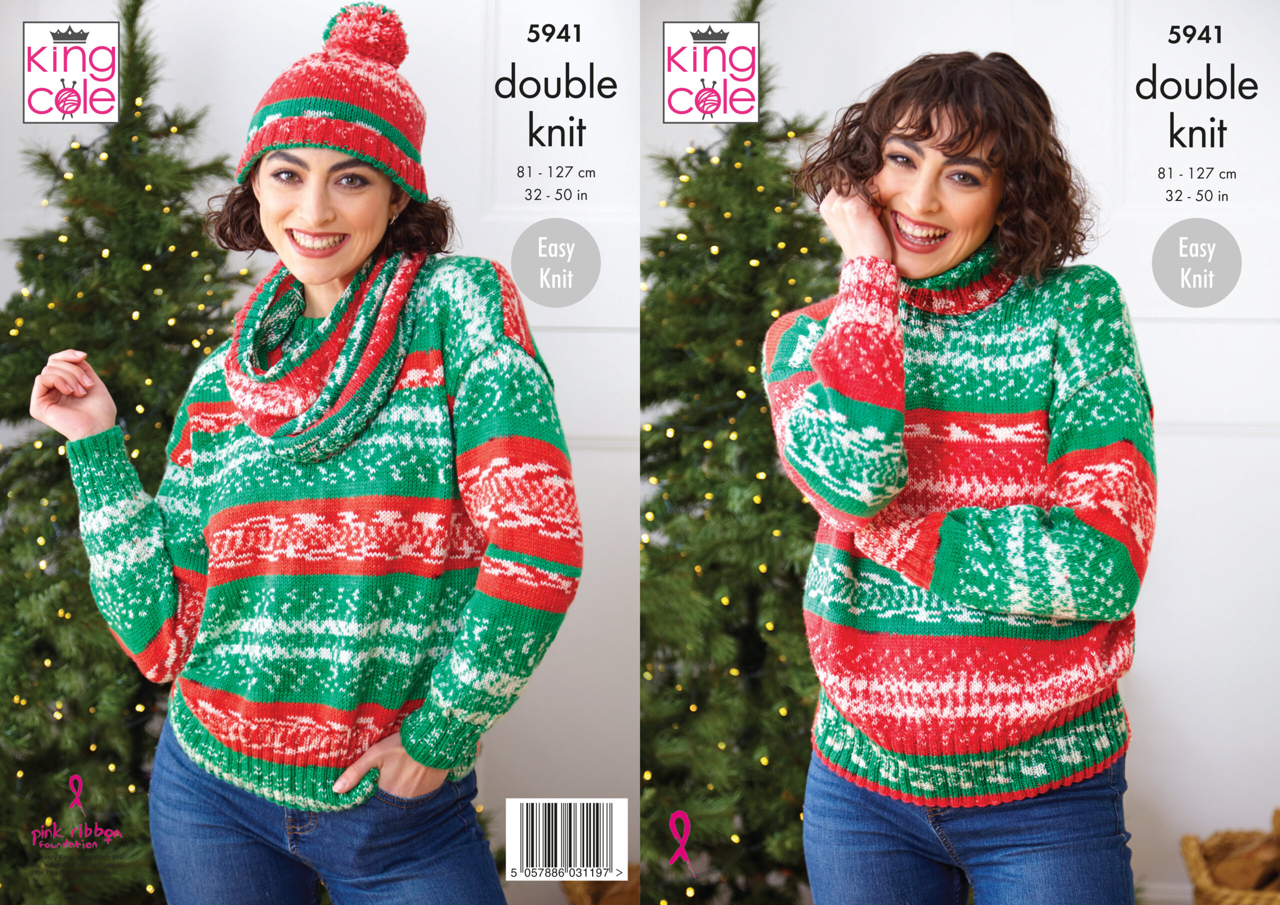 King Cole Pattern 5941 Sweaters, Cowl and Hat Knitted in Fjord DK