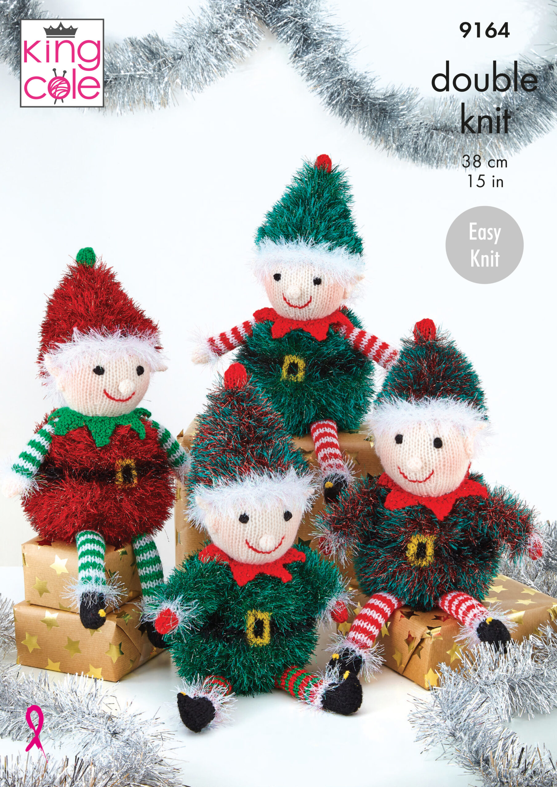 King Cole Pattern 9164 Playful Elves Knitted in Tinsel & DK